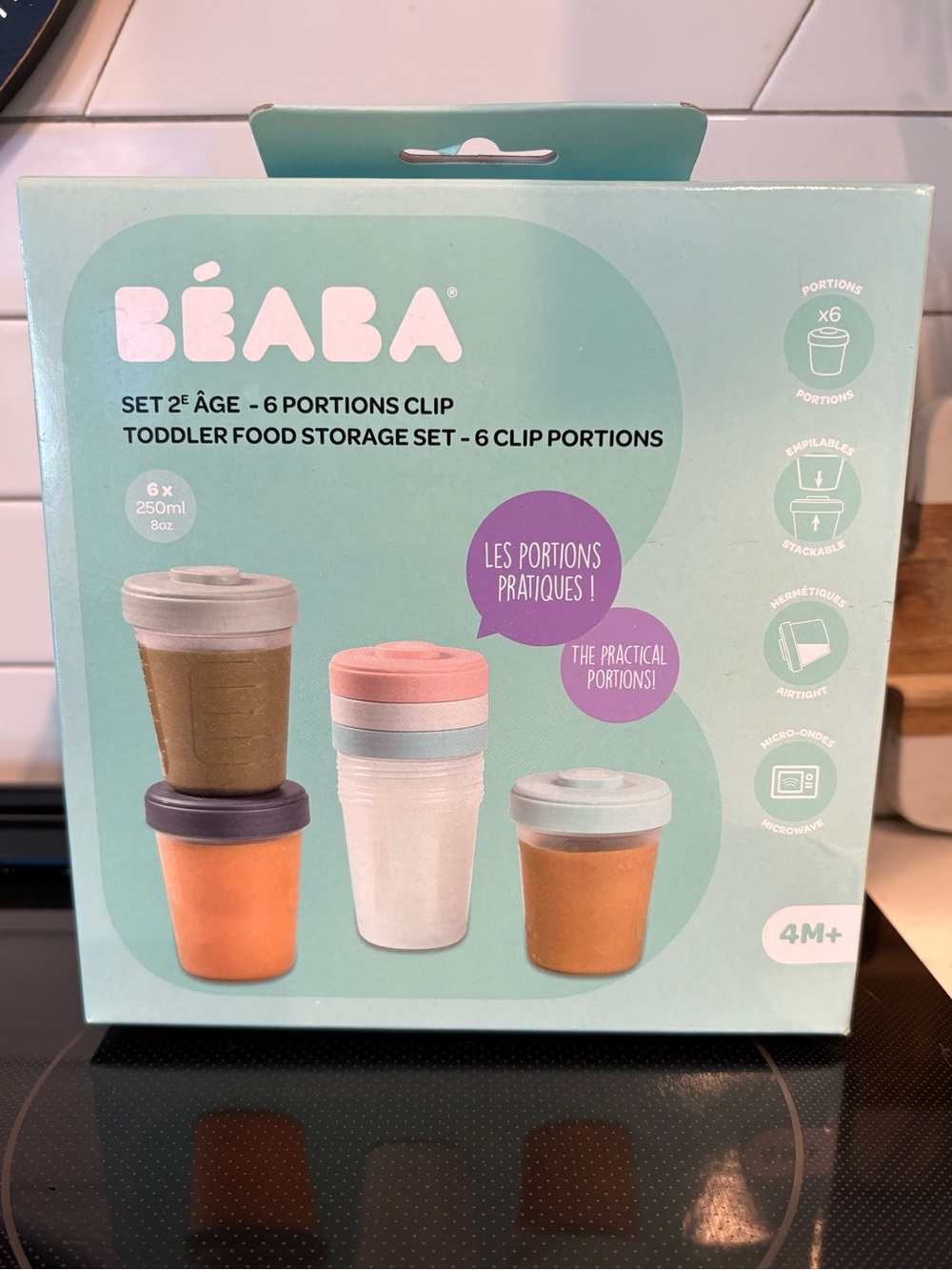 BEABA Clip 6-Piece 8 oz Baby Toddler Food Storage Container Set NEW